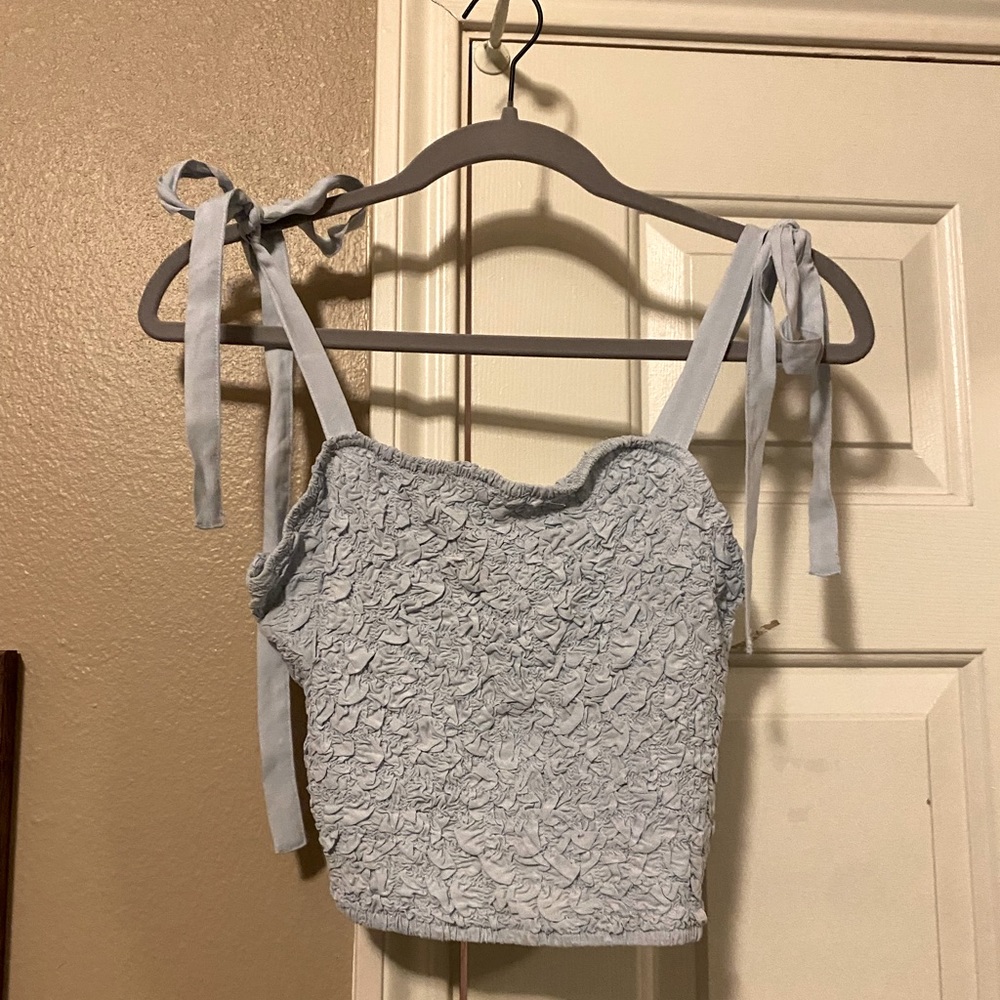 KENDALL AND KYLIE pale blue crop top